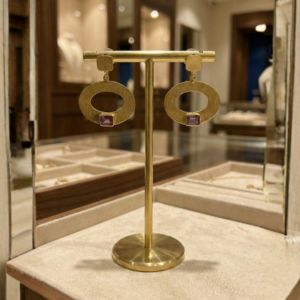 Geometric Drop Earrings - Brushed Gold Jewellery - Modern Oval Dangles