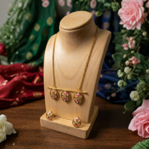 Gold-Tone Meenakari Triple Pendant Necklace Set