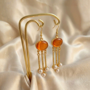 Handcrafted Gold-Tone Earrings featuring Monalisa glass Stones