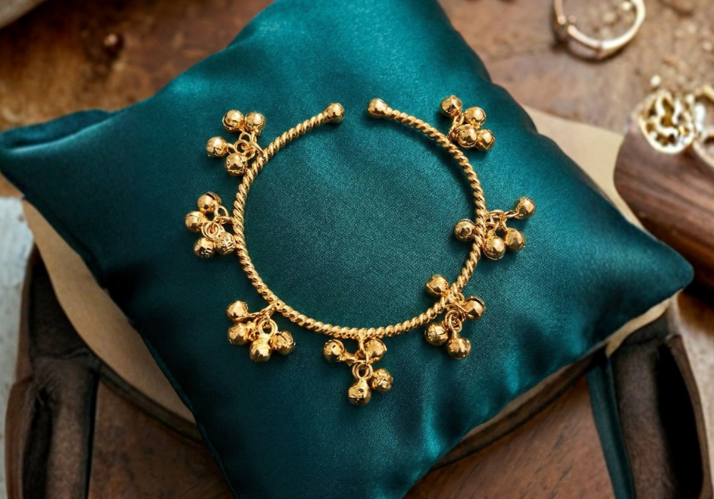 Gold Ghungroo Bangle Traditional Indian Bell Bracelet Ethnic Twisted Rope Bangle gift for her